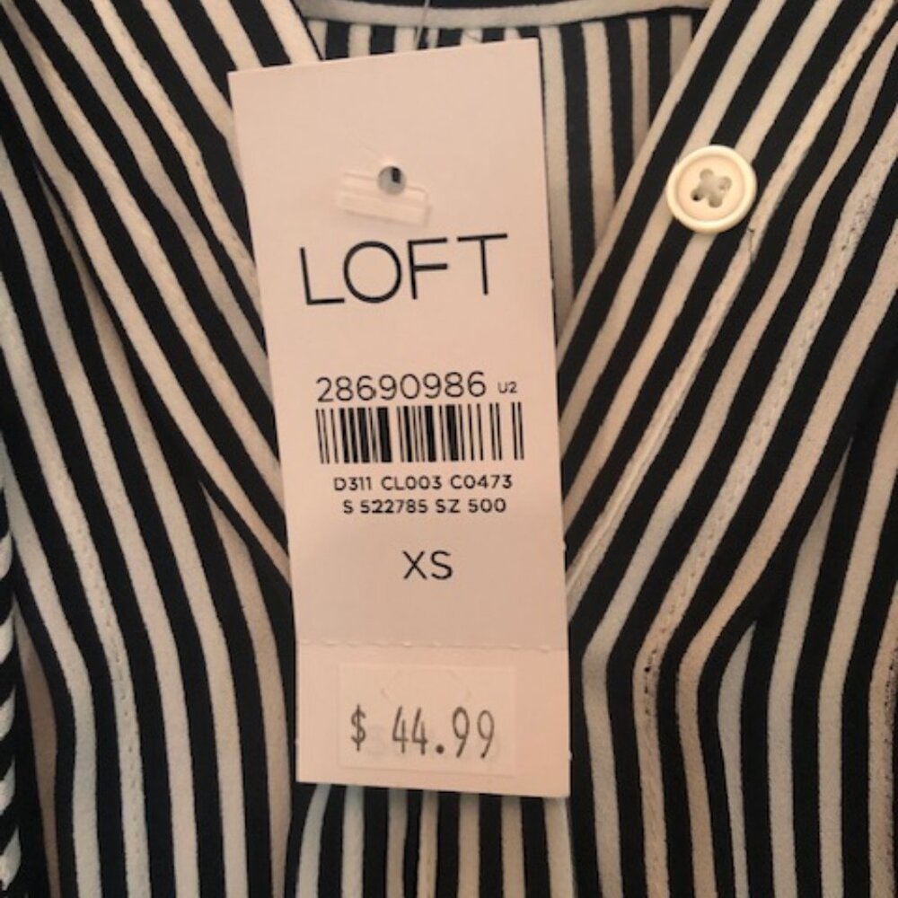 NWT Ann Taylor LOFT Black White Striped Silky Blouse Shirt Long Sleeve Size XS - Picture 11 of 11